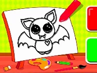 Easy kids coloring bat