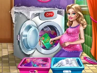 Mommy washing clothes