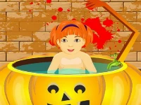 Little baby halloween bathing