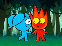 Red boy and blue girl forest adventure